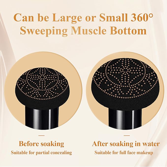 Mushroom Head Air Cushion CC Cream - Oil Control & Moisturizing Concealer Makeup Base, Brighten Long - Lasting Even Color Correcting Concealer Full Coverage for All Skin Types (Medium Deep)