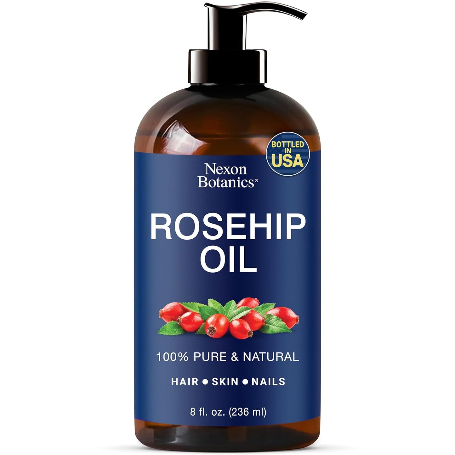 Rosehip Oil for Face 8 fl oz - Rosehip Seed Oil for Gua Sha, Massage, and Skin Care - Aceite de Rosa Mosqueta - Nexon Botanics