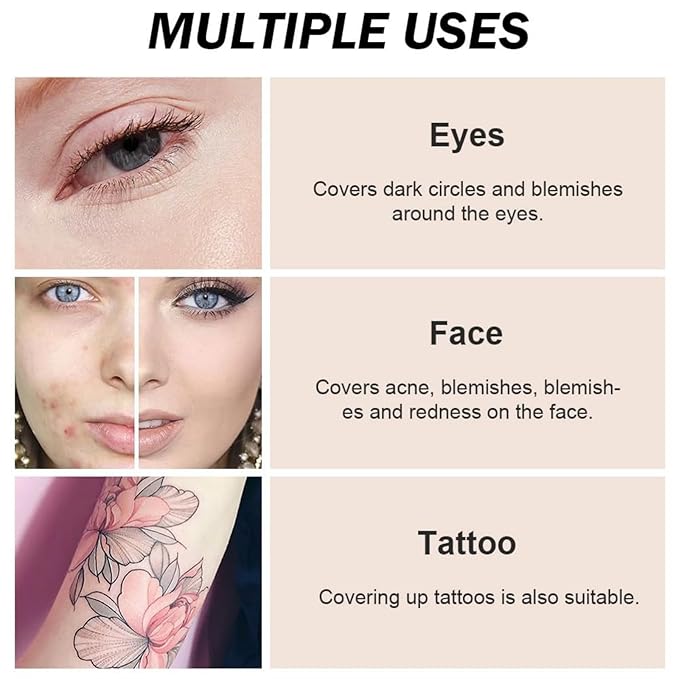 7 Color Solid Concealer Full Coverage Correcting Cream Concealer Waterproof Long-lasting Under Eye Concealer for Dark Circles Color Corrector Pro Concealer (Color 04)