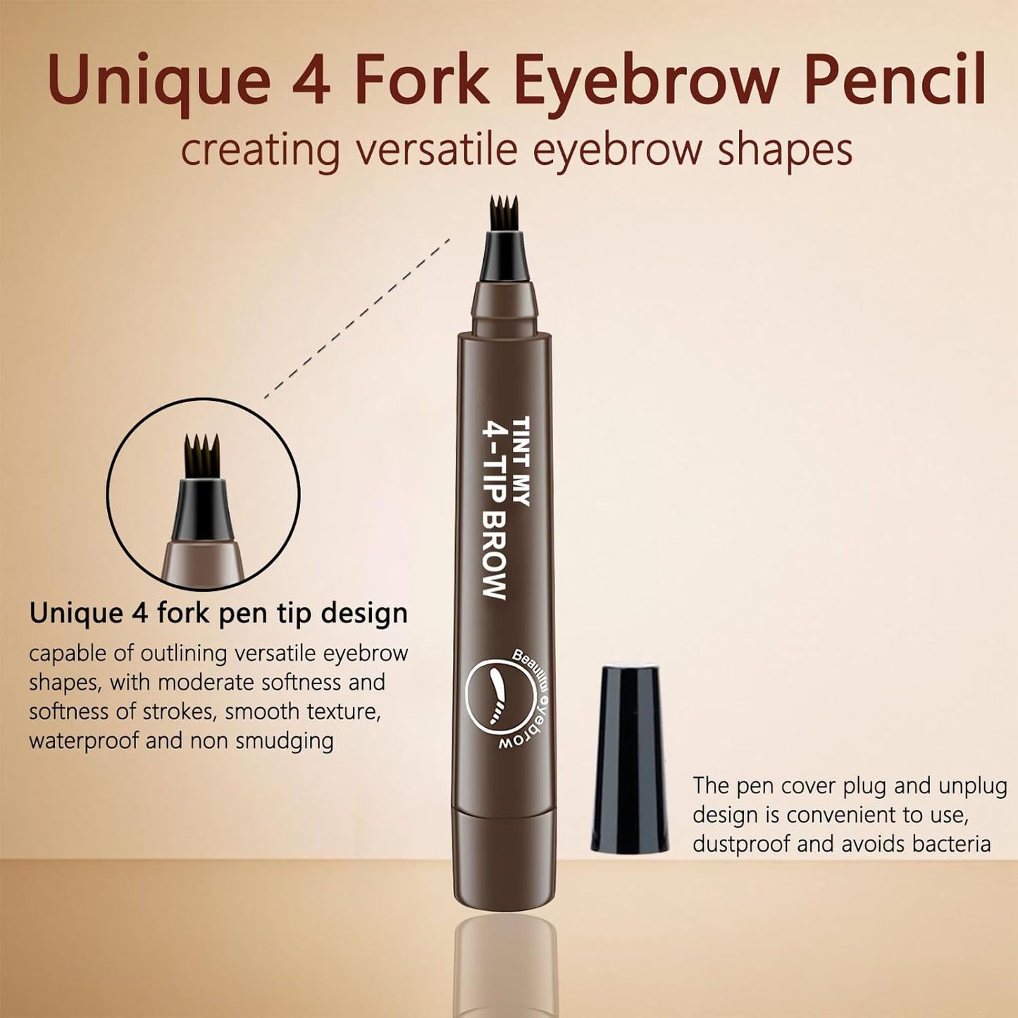 2025 Upgraded Magic Eyebrow Pencil for Women, Long-Lasting Ultra-Fine Tip Waterproof Eye Brow Pencils with 4 Fork, Smudge-Proof Natural Brow Makeup for Women - Light Brown
