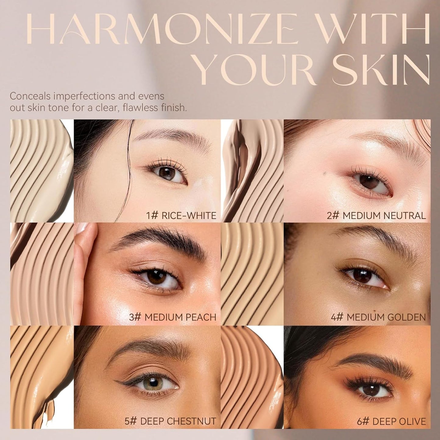 Foundation Makeup,Soft Beige Full Coverage Foundation Makeup（Built-in brush）Vegan & Cruelty-Free-Oil Control Flawless Concealer Cover Facial,Natural Blemish Face Makeup(05#)