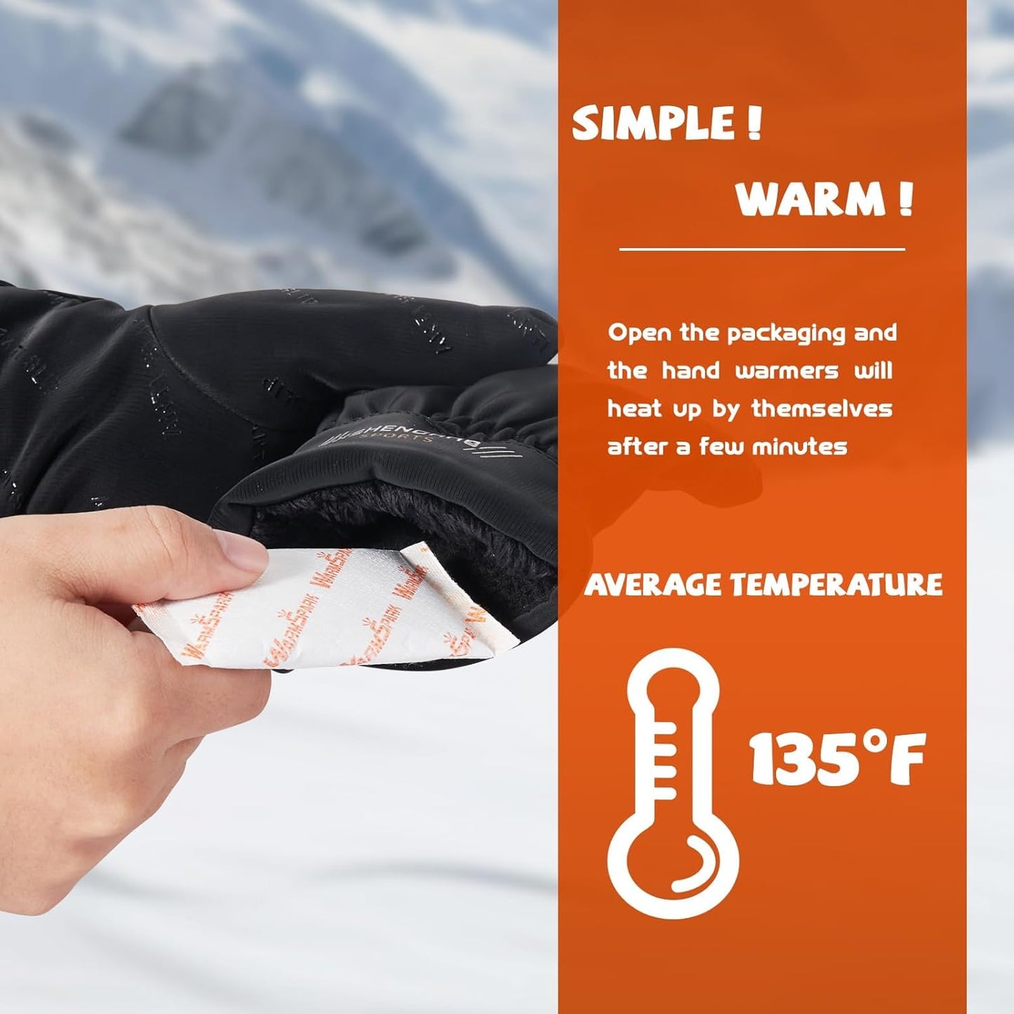 Hand Warmers Disposable Single Use Air Activated Heat Packs for Hands, Toes and Body - Up to 12 Hours of Heat - WarmSpark