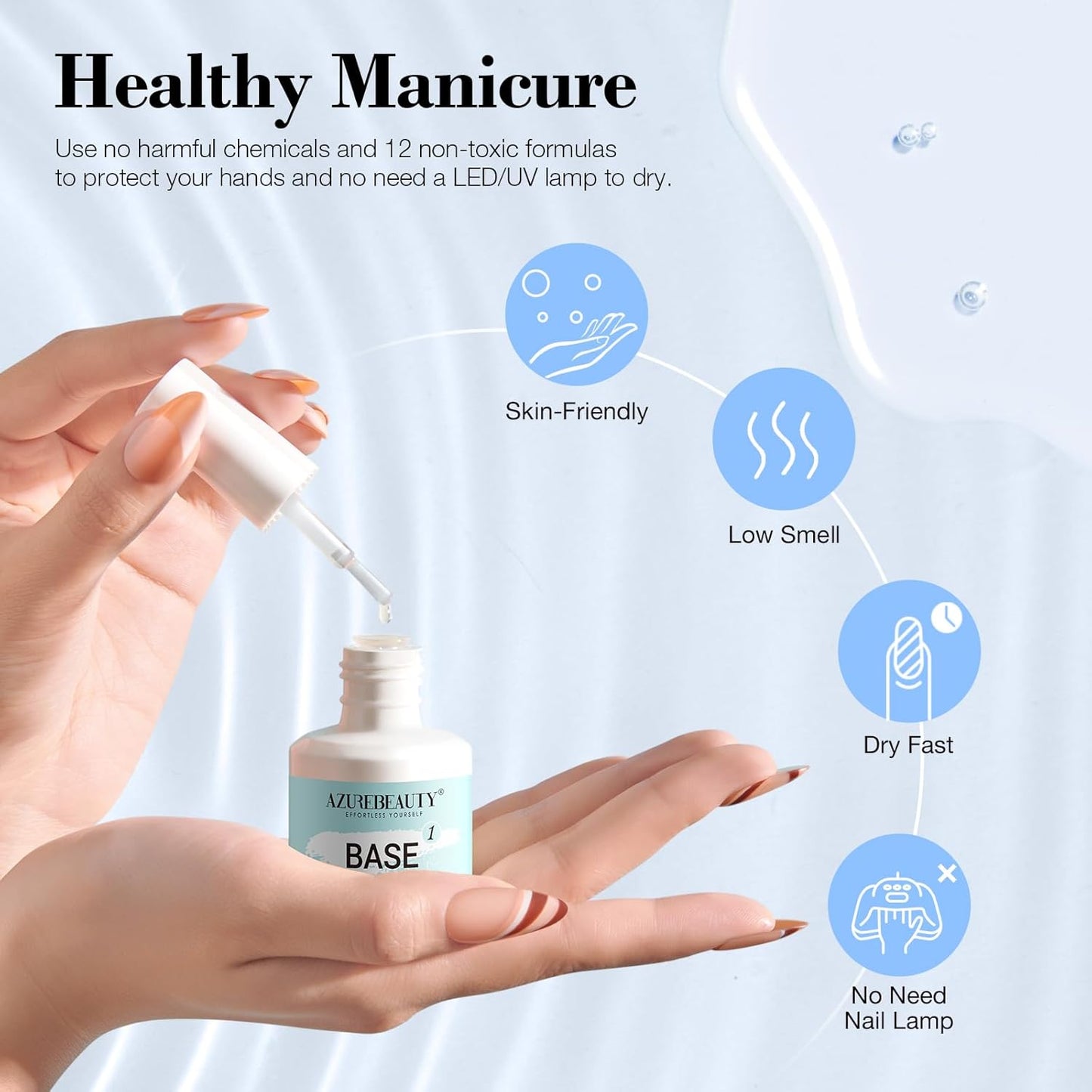 AZUREBEAUTY Dip Powder Liquid Set Bond, Base, Glossy Matte Top Coat, Activator, Brush Saver Dipping Powder Essential Tools No Nail Lamp Needed 0.5Fl oz 15ml 6Pcs