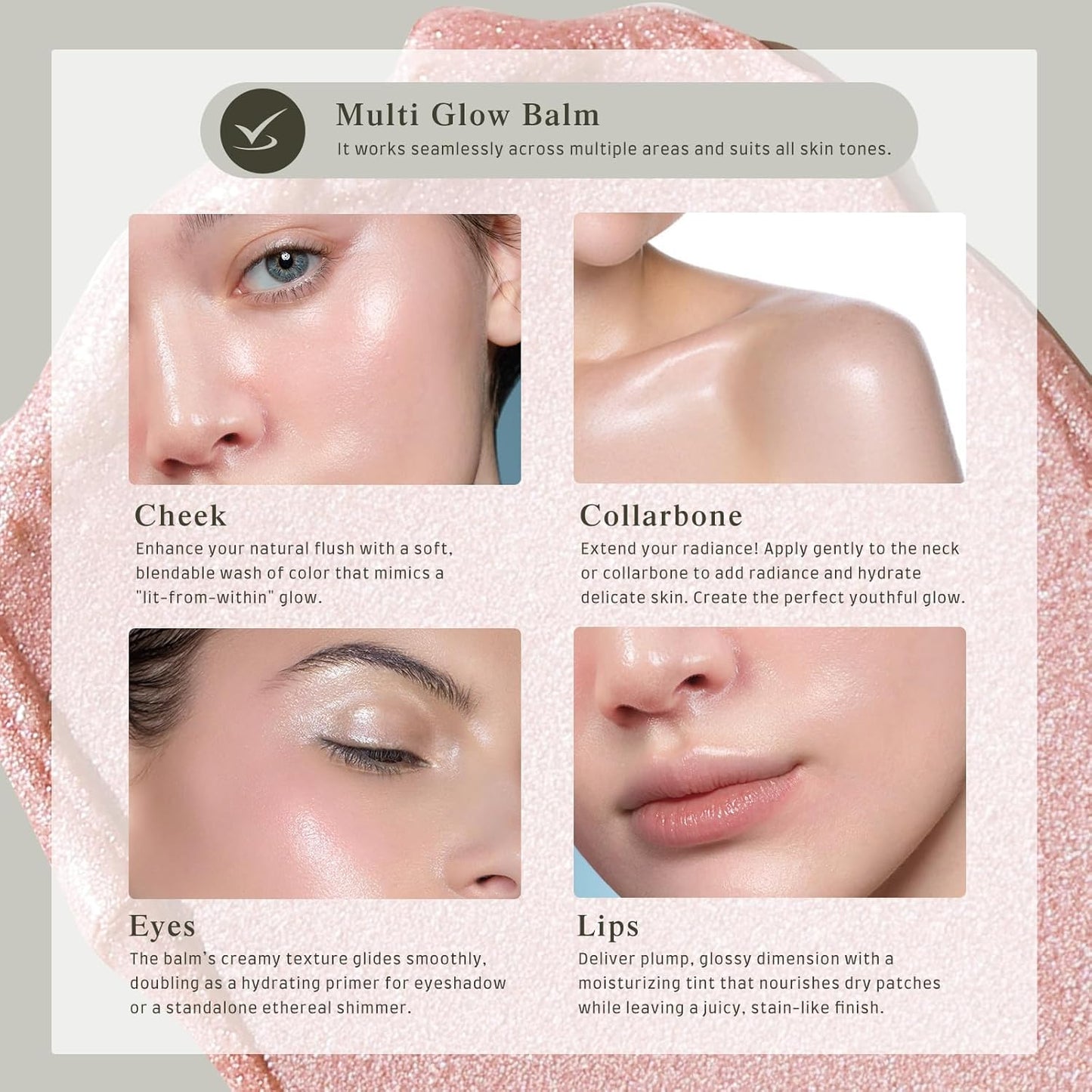 Multi Glow Balm Set, Cream Blush with Double-ended Brush, Radiant Finish, Hydrating, Creamy, Radiant Finish, Lightweight & Blendable Color, Face Balm