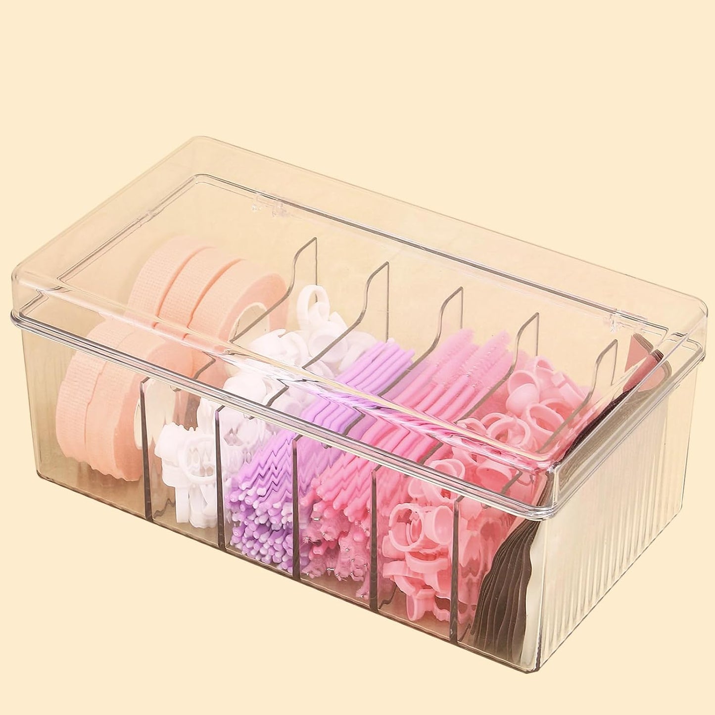 MoyRetty Acrylic Lash Extension Organizer, Large Capacity Eyelash Extension Supplies Storage Container Box, Neatly Store and Organize Your Lash Supplies (Clear)