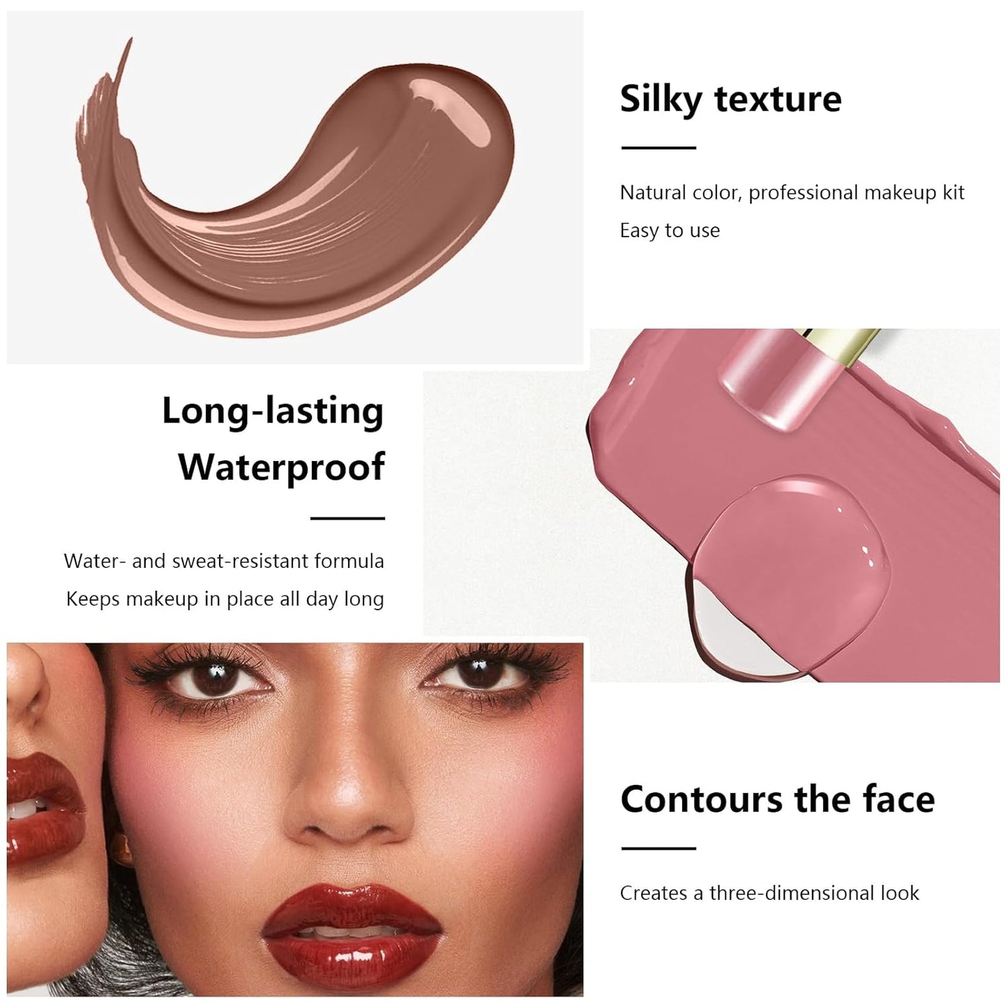 6 Colors Cream Contour Stick Makeup Contour Kit,Double-ended Cream Bronzer Stick for Sculpt, Highlighter Stick,Cream Blush Stick,Lightweight Contour Makeup Kit, Matte & Dewy Finish (SET A)