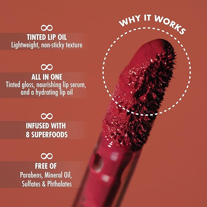 YENSA Super 8 Lip Oil, Natural Korean Moisturizing Gloss, No-Sticky Transparent Formula For Hydrating Lip Care (Pink Shine) .22 fl oz