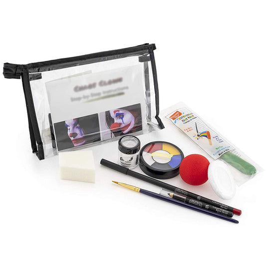Graftobian Chaos Clown Makeup Kit - Complete 10 Piece Set for Joker Jester or Clown Halloween Costume - Full Color Instructions (Standard)