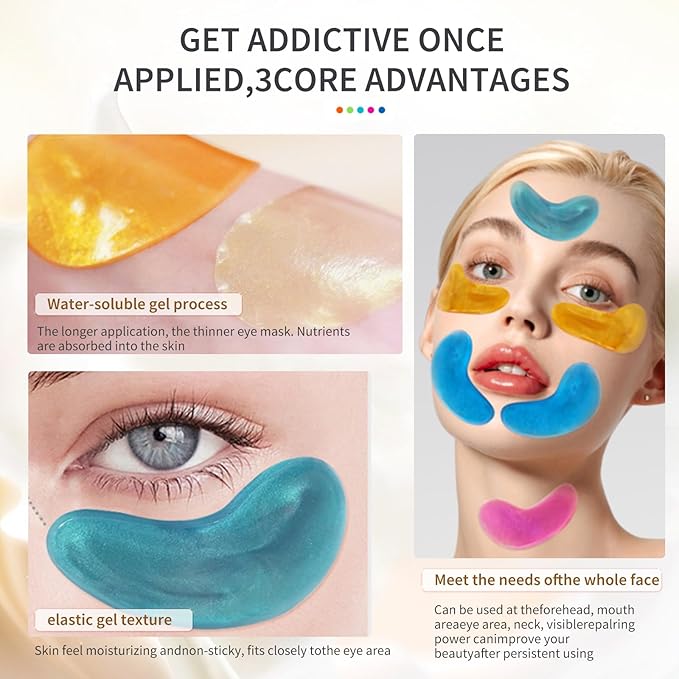 Premium Under Eye Patches, Gel Eye Patches Hydrating & Refresh for Puffy Eyes, Under Eye Bags & Dark Circles, Natural Collagen Eye Gels Pads, Crystal Anti-Aging Eye Mask (Light blue)