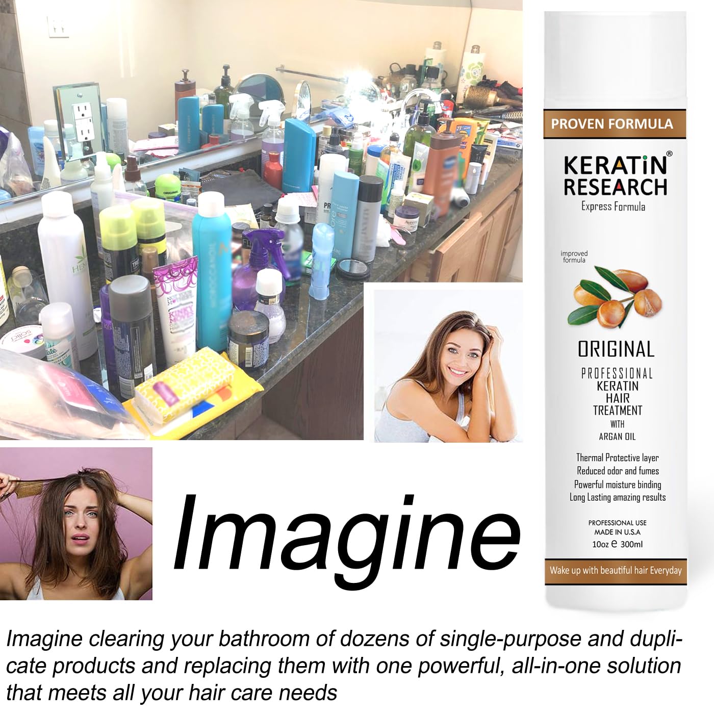 KERATIN RESEARCH Brazilian Keratin Hair Treatment Straightening Complex Blowout LONG Lasting Organic Natural Results with Argan Oil Keratina Brasilera