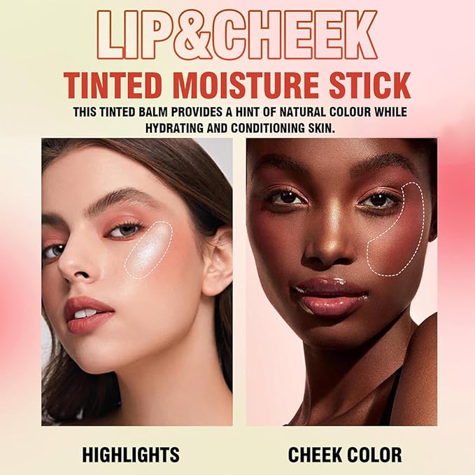 Multi-Use Makeup Blush Stick, Beauty Tinted Solid Blush Stick, 3-in-1 Cream Blush Stick for Cheek/Eyes/Lips, Waterproof Moisturizer Stick, Suitable for All Skin (02# Coral Orange)