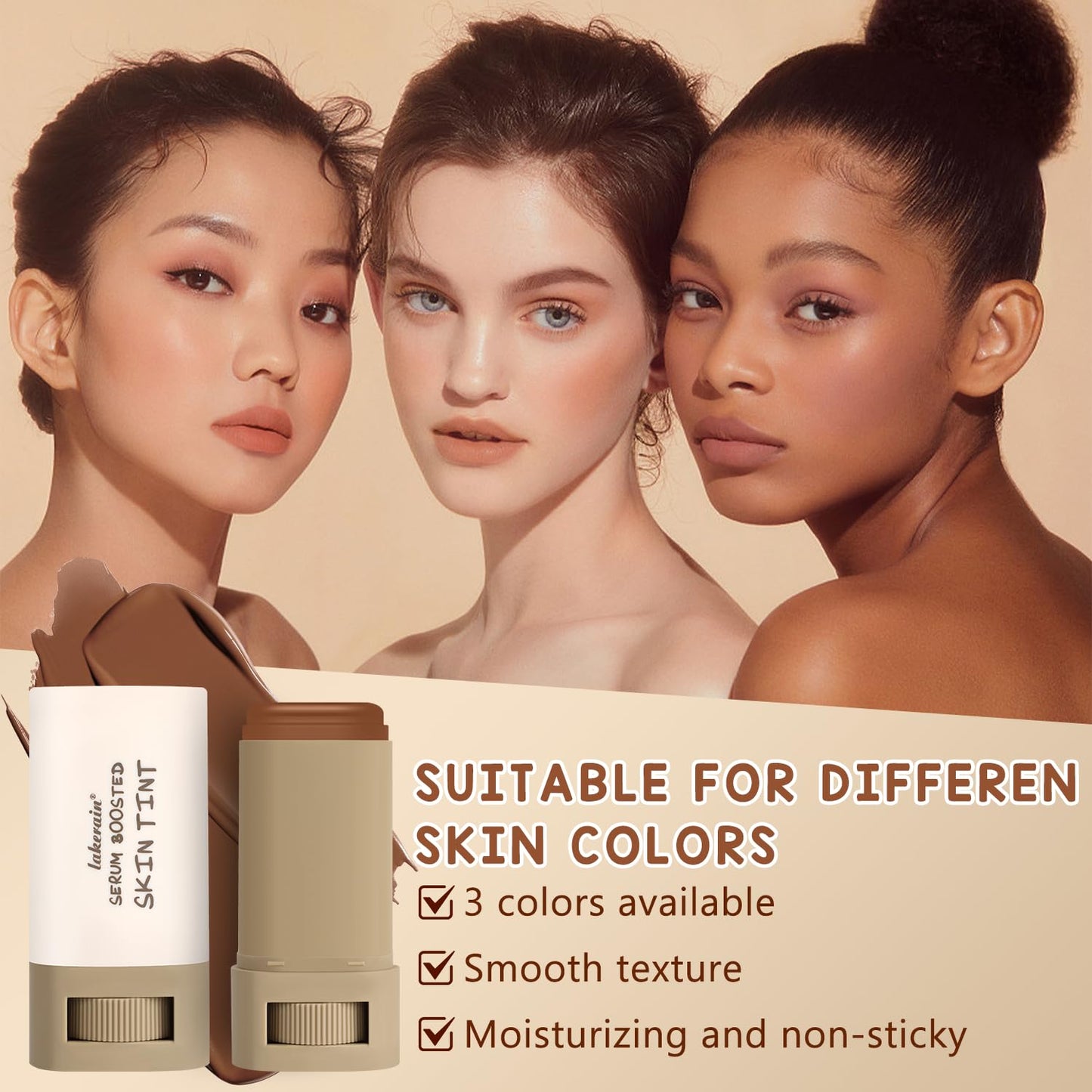 2PCS Foundation Stick Beauty Balm Serum Boosted Skin Tint, Solid Tinted Moisturizing Serum Contour Stick, Natural Fit, Moisturizing ＆ Concealing Foundation Sticks (#04)