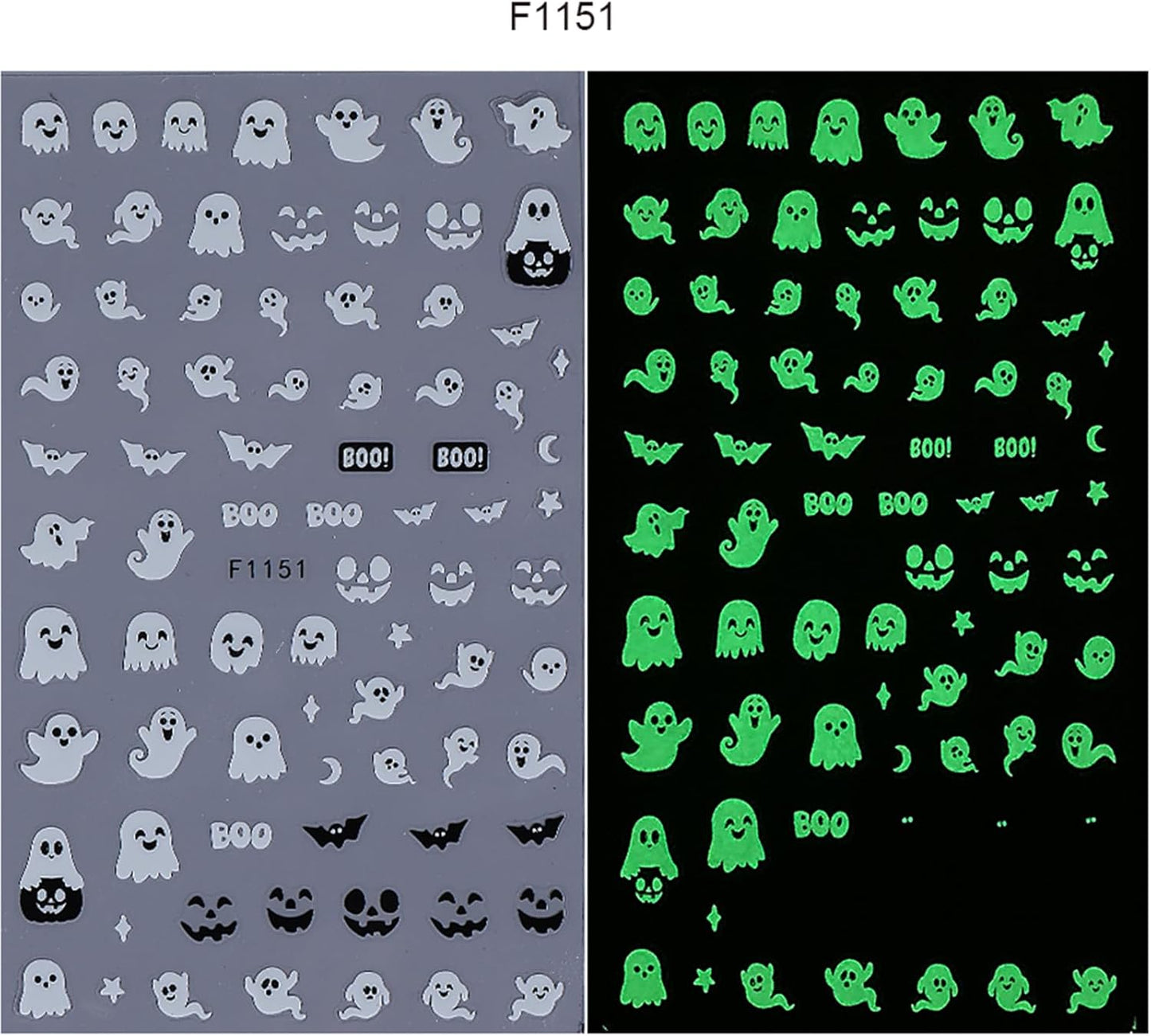 Halloween Nail Art Stickers Decals 3D Self-Adhesive Cute Luminous Ghost Nail Stickers 6 Sheets Glow in The Dark Ghost Bat Nail Decals Supplies Halloween Stickers for Women DIY Manicure Decorations