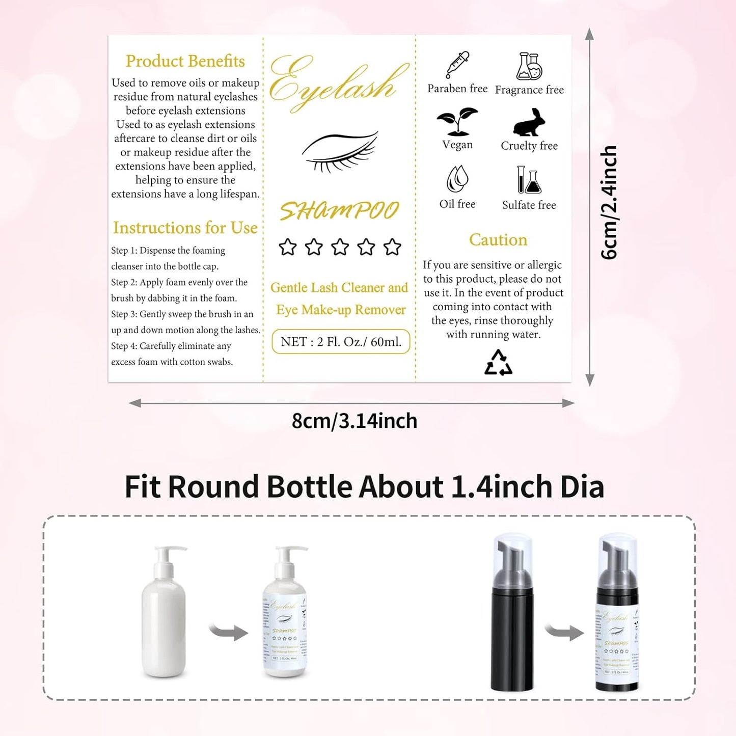 50 Pcs Lash Shampoo Bottle Brushes Set 10 Empty Foam Pump Dispensers 10 Label Stickers 10 Mascara Wands and Tubes 10 Cleansing Brush 10 Bag for Eyelash Extensions Aftercare(Black)