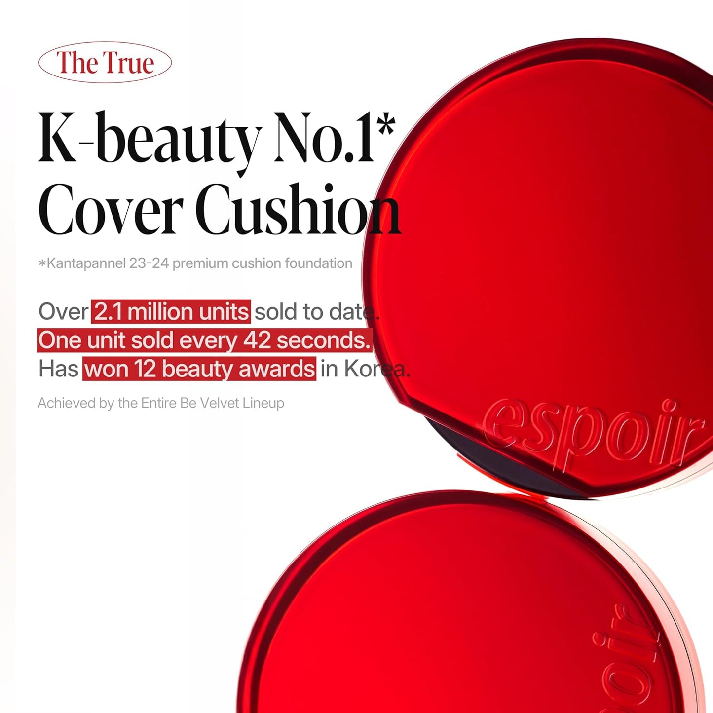 espoir [NEW] Be Velvet Cushion Foundation | Quick and Easy Coverage with Long-lasting Color by Zero Oxidation (#45 Ganache, 0.46 Ounce (Pack of 1))