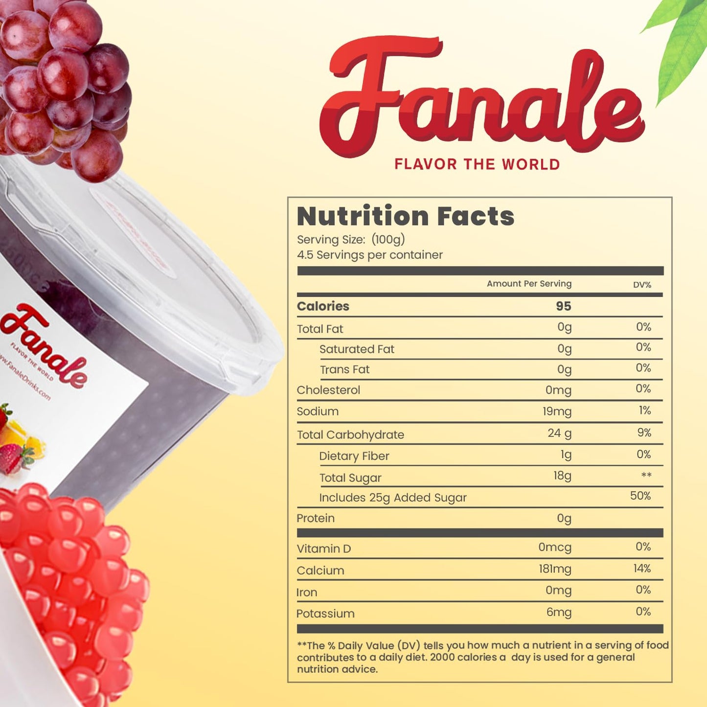 Fanale Grape Popping Boba Pearls, Vegan, Non GMO, Gluten Free, Fat Free, Perfect for Bubble Tea, Smoothies, Ice Cream, Desserts, and Beverages.