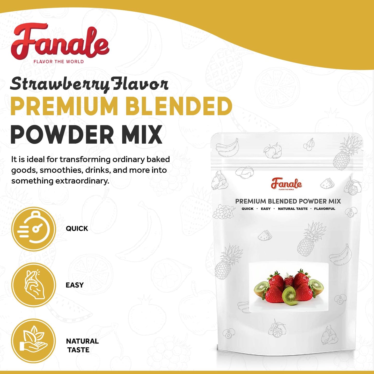 Fanale Premium Strawberry Bubble Tea Flavoring Powder | Perfect for Baking, Smoothies, Desserts and Drinks | Instant Flavoring Powder for Boba Milk Tea - 2.2 Pounds (Pack of 20)