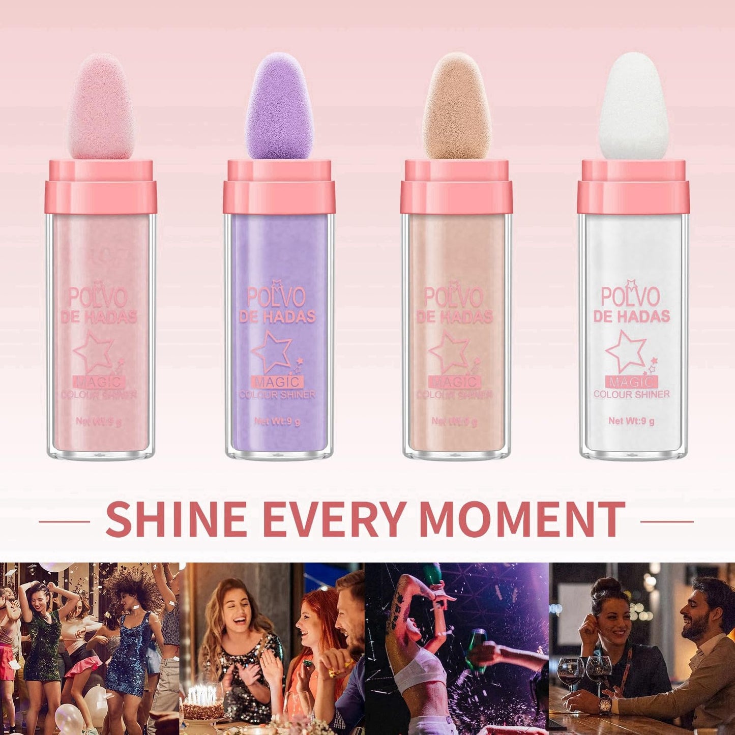 Polvo De Hadas Fairy Dust Highlight Patting Powder - Full Body Contouring and Clavicle Pearlescent Patting Powder for Face and Eye, Halloween Sparkling Body Glitter Powder (#03 Golden brown)