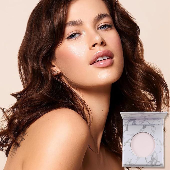 White Face Highlighter Makeup Palette, Matte Highlighters Makeup Powder, Illuminator Highlighter Powder for Cheeks, Collarbone the Nose, Long-lasting Natural Shiny 04#White