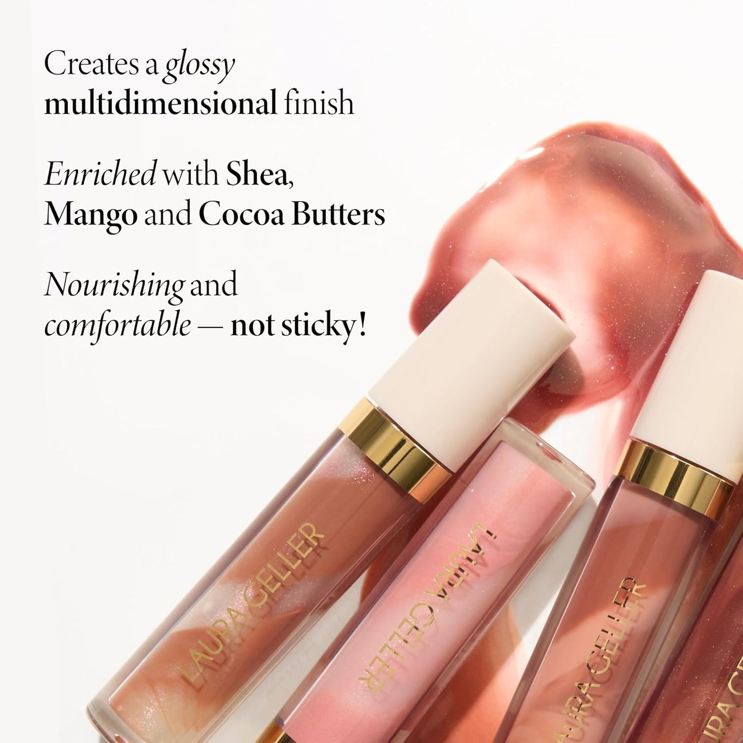LAURA GELLER NEW YORK Italian Marble Glossy Lip Tint - Moisturizing Lip Gloss - Enriched with Shea, Mango and Cocoa Butters (02 Rosé Spritz)