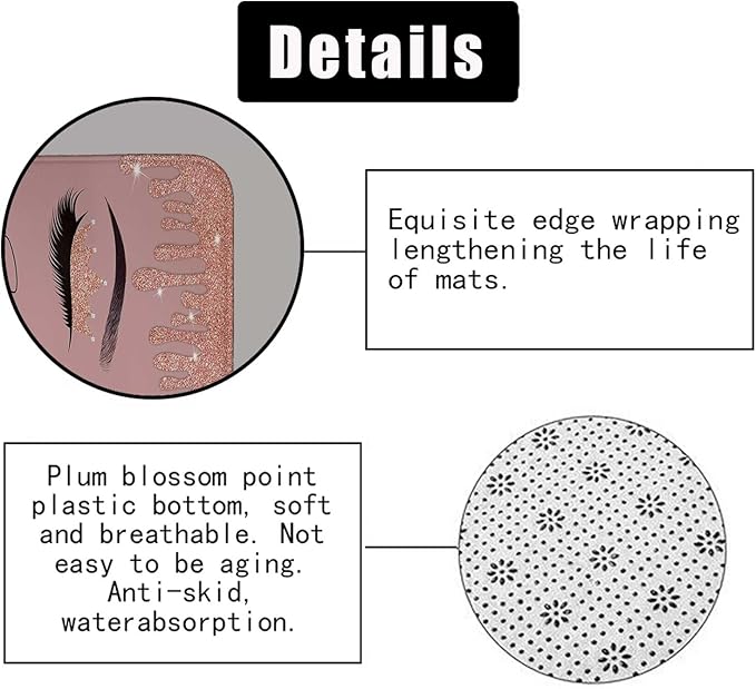 4PCS Hello Gorgeous Shower Curtain Set, Rose Gold Glitter Drip Bling Glam Diamond Crown Princess Unicorn Eyelash Girls Pink Bathroom Decor, Waterproof Fabric Shower Curtain Bath Mat Toilet Rug