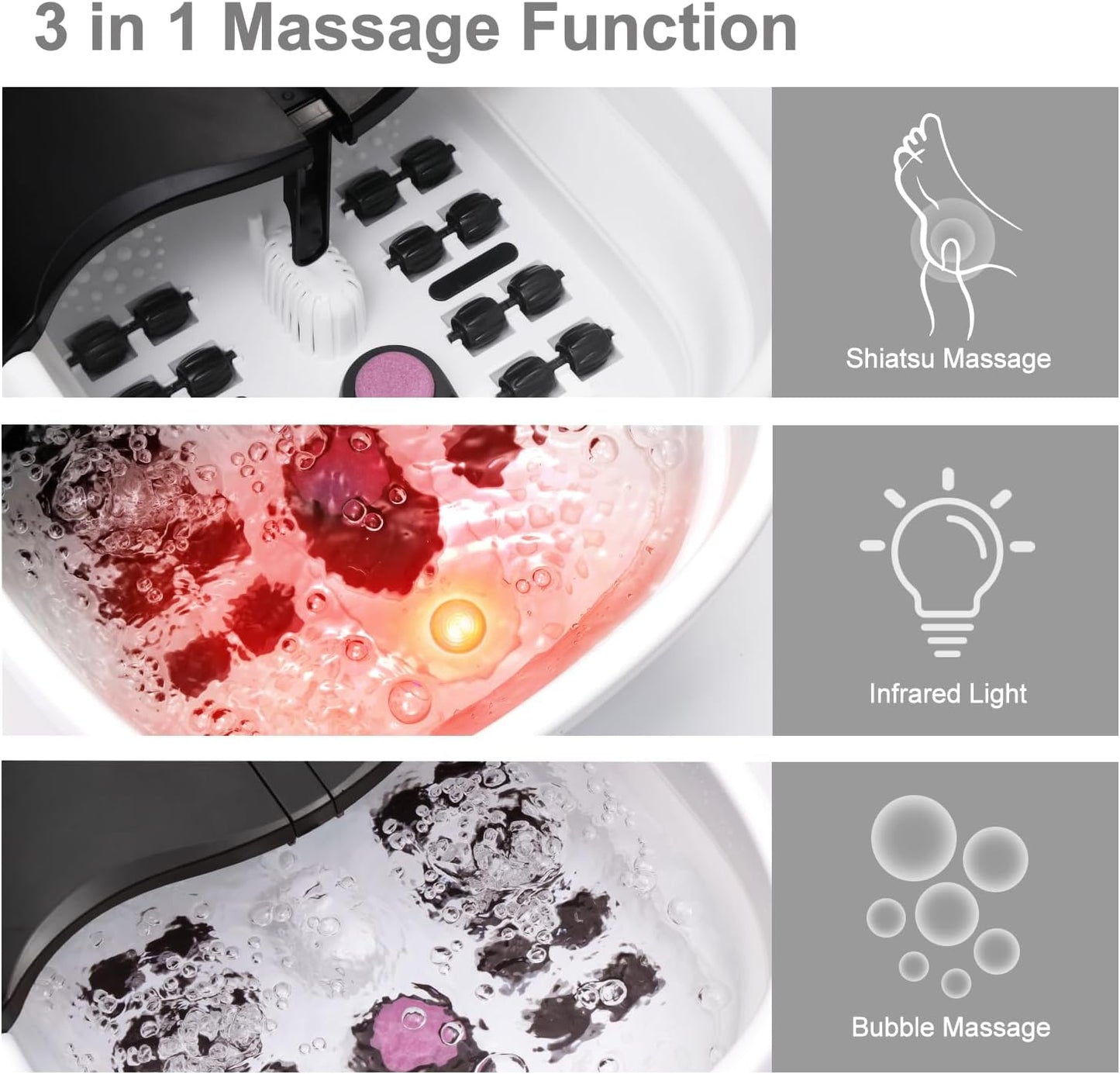 Foot Spa Bath Massager with Heat Bubbles and Vibration Massage and Jets, 16oz Tea Tree Oil Foot Soak Epsom Salt, WHALSTAR Collapsible Foot Bath Bucket With Infrared Fighting Infections & Remote