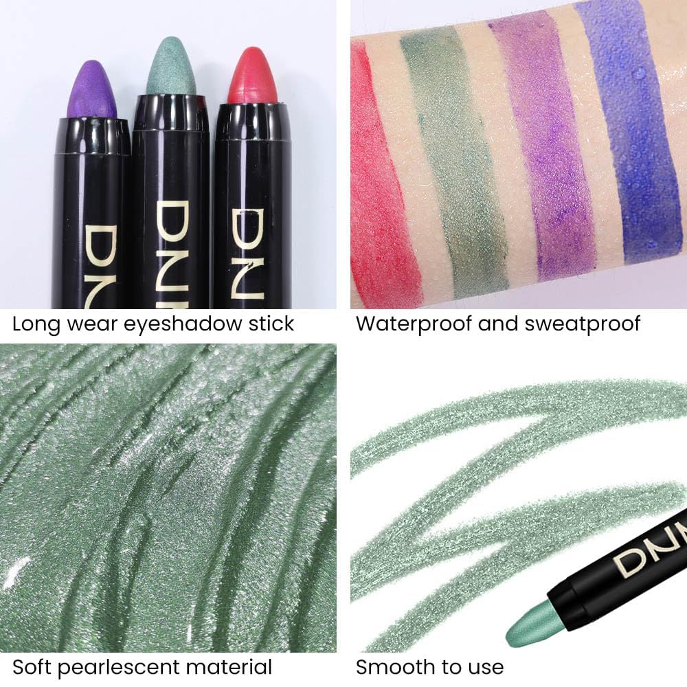evpct 2Pcs Cream Eyeshadow Sticks Set for Eyes Waterproof, Blue Shimmer & Green Shimmer Matte Eye shadow Stick Pencil Pen Bulk sombras en crema para ojos 32+34