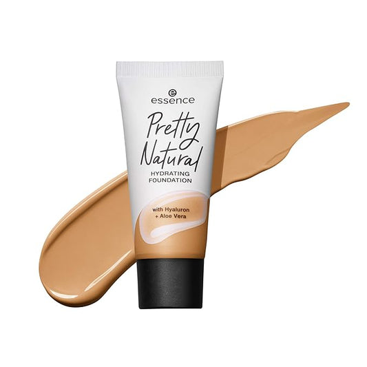 essence Pretty Natural Hydrating Foundation, Make Up with Hyaluronic + Aloe Vera, No. 070 Warm Cashew, Nude, Moisturising, Radiantly Fresh, Matte, Vegan, Oil-Free, Alcohol-Free (30 ml)