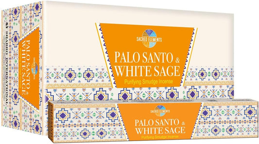 Sacred Elements Palo Santo Incense Sticks – 12 Boxes (100+ Hand-Rolled Sticks) – Indian Masala Incense with Authentic Peruvian Wood – for Meditation, Cleansing & Energy Protection.