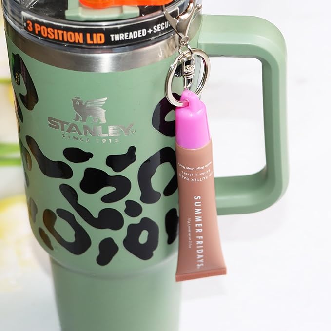 PIAOLGYI Keychain Cap for Summer Fridays,Lip Balm Replacement Cover,Attachment for Summer Fridays Lip Balm,Pink(ONLY Cap)