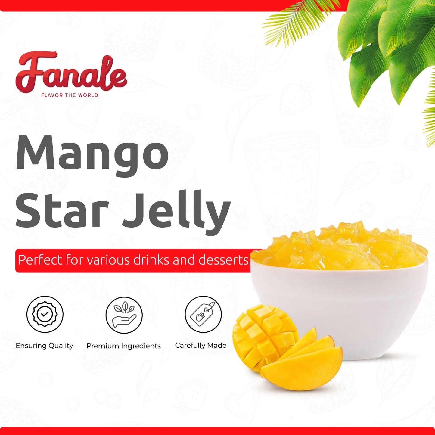 Fanale Coconut Jelly Topping nata de coco for Bubble Tea | Mango Star Jelly Topping for Boba Tea, Smoothies, Slushes, Desserts 400g(Pack Of 1)
