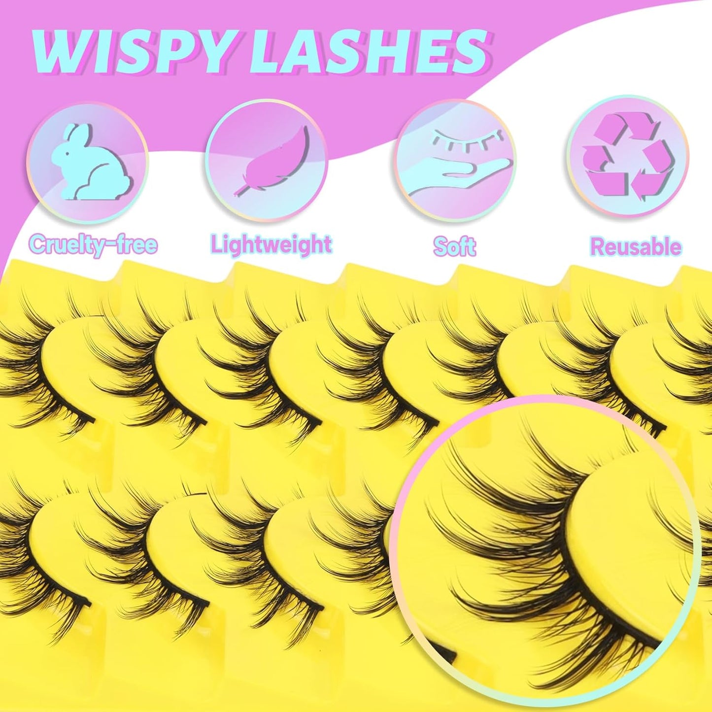 Losha Lashes Wispy Manga Lashes Natural False Eyelashes 9 Pairs Thin Eye Lashes Pack Soft Anime Fake Eyelashes (Manga)