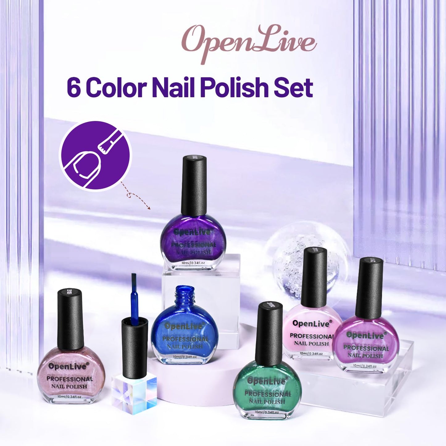 10ml 6 Colors Nail Polish Set Dark Green Pink Glitter Deep Blue Series Nail Polish Gifts for Women