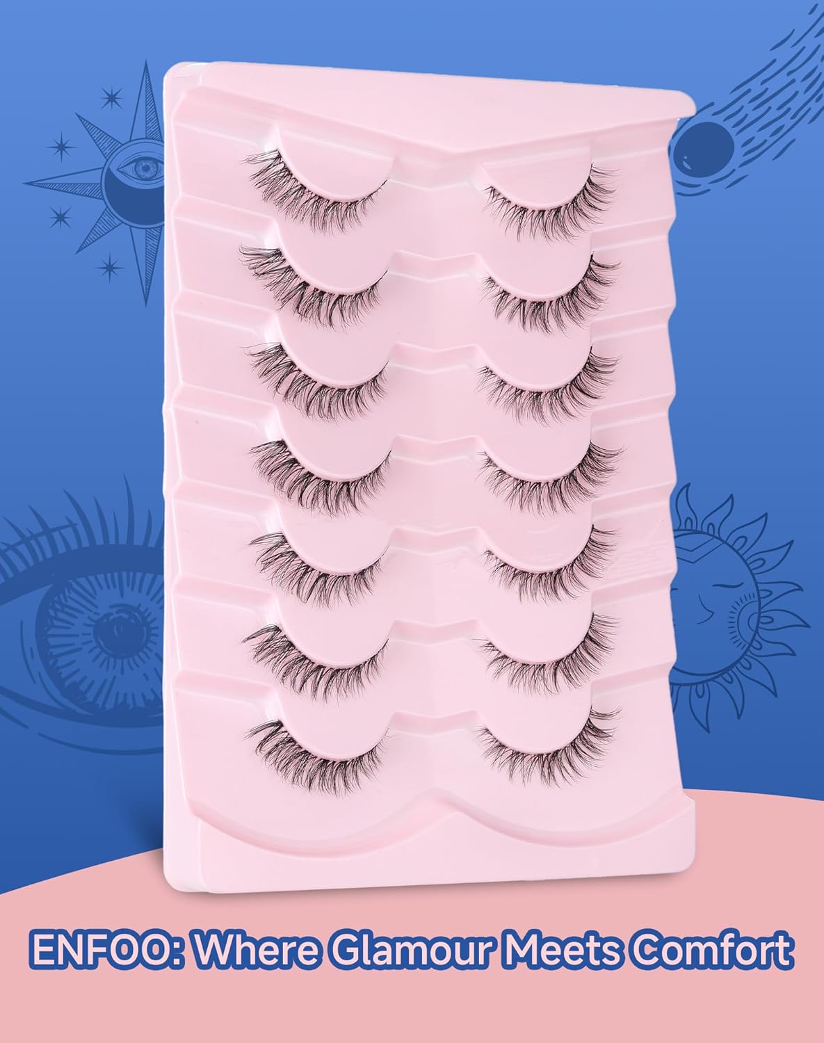 Small Lashes Wispy Short Eyelashes Natural Look Flared Strip False Eyelash Soft Clear Band Lash Pack 7 Pairs SF-07