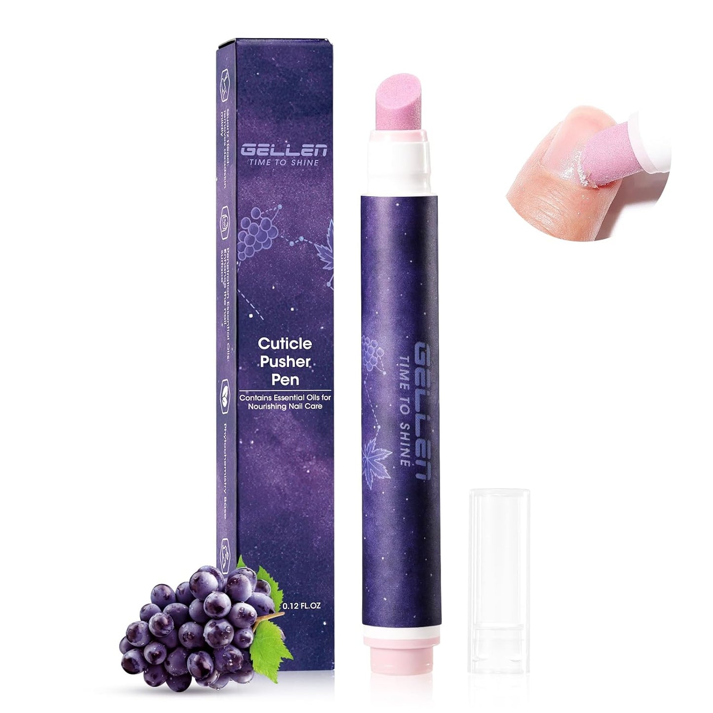 Gellen 4-in-1 Cuticle Pusher Pen with Micro-Dosin Oil, Cuticle Remover & Cuticle Oil in a Pen, Ceramic Nail Pusher Pen for Hangnails & Dry & Damaged Nails, Nail Care Pen for Repair & Nourish Nails