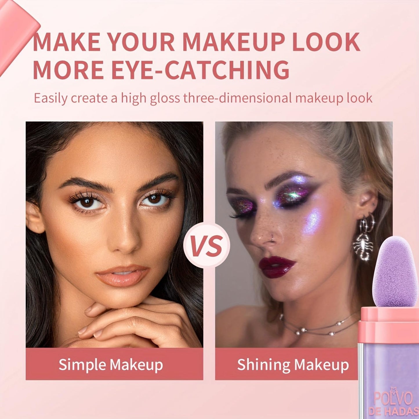 3 Pack Polvo De Hadas Fairy Dust Highlight Patting Powder - Full Body Contouring and Clavicle Pearlescent Patting Powder for Face and Eye, Halloween Sparkling Body Glitter Powder (3 Pack)