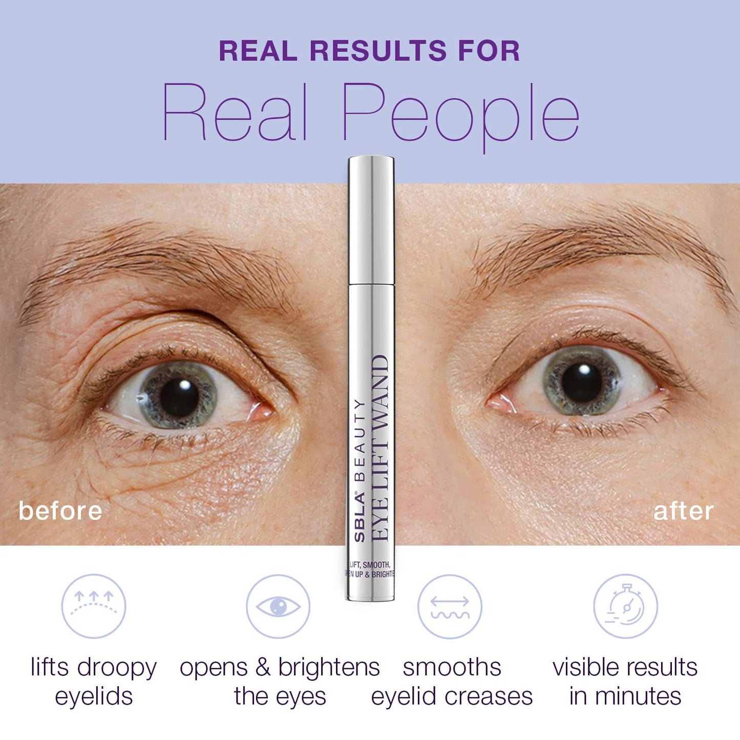 SBLA Beauty - Eye Lift Wand 0.5 Fl Oz / 15ml - Lift Droopy Eyelids - Smooths Eyelid Creases - Tightens and Hydrates Entire Eye Area - Reduces Wrinkles - Brightens Eyes - Easy Application Wand