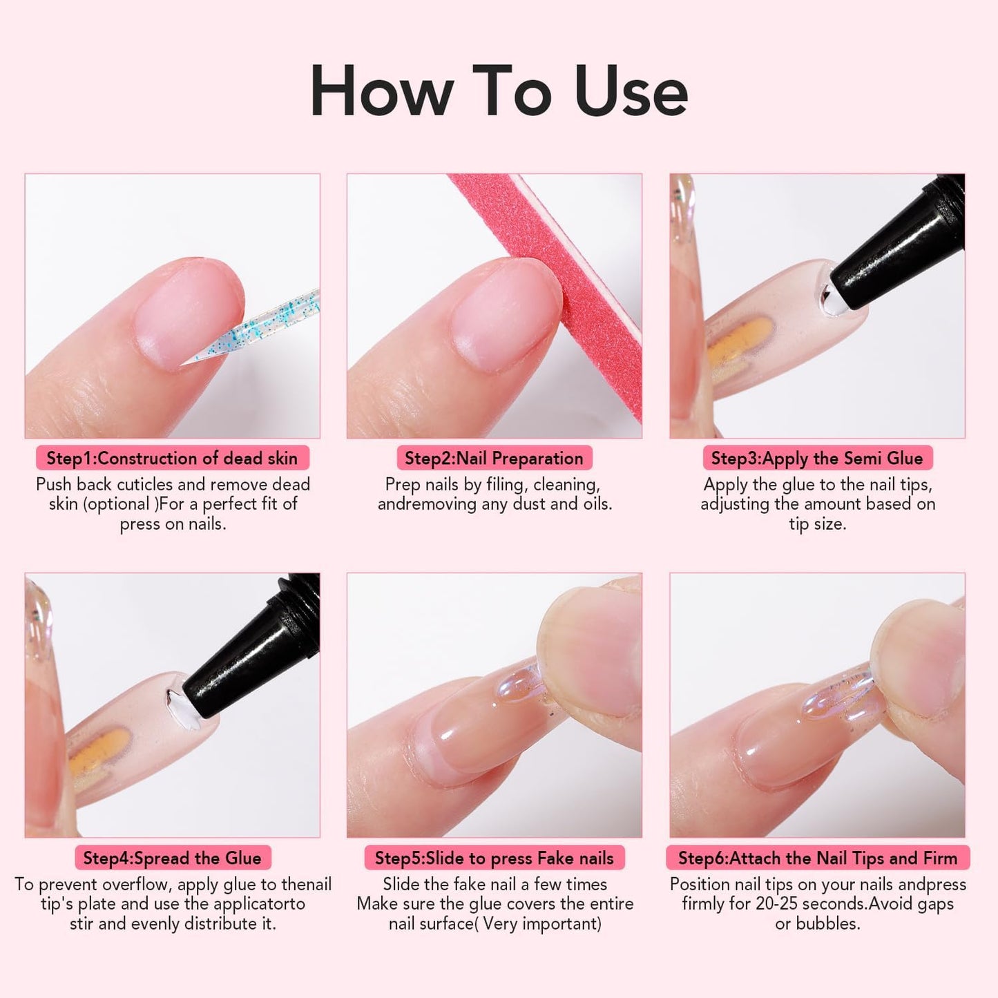 Curvlife 10g Semi Solid Nail Glue Gel With 5ml Remover Pen, No UV Light Needed, for Press On Nails, Click&Remove Pen