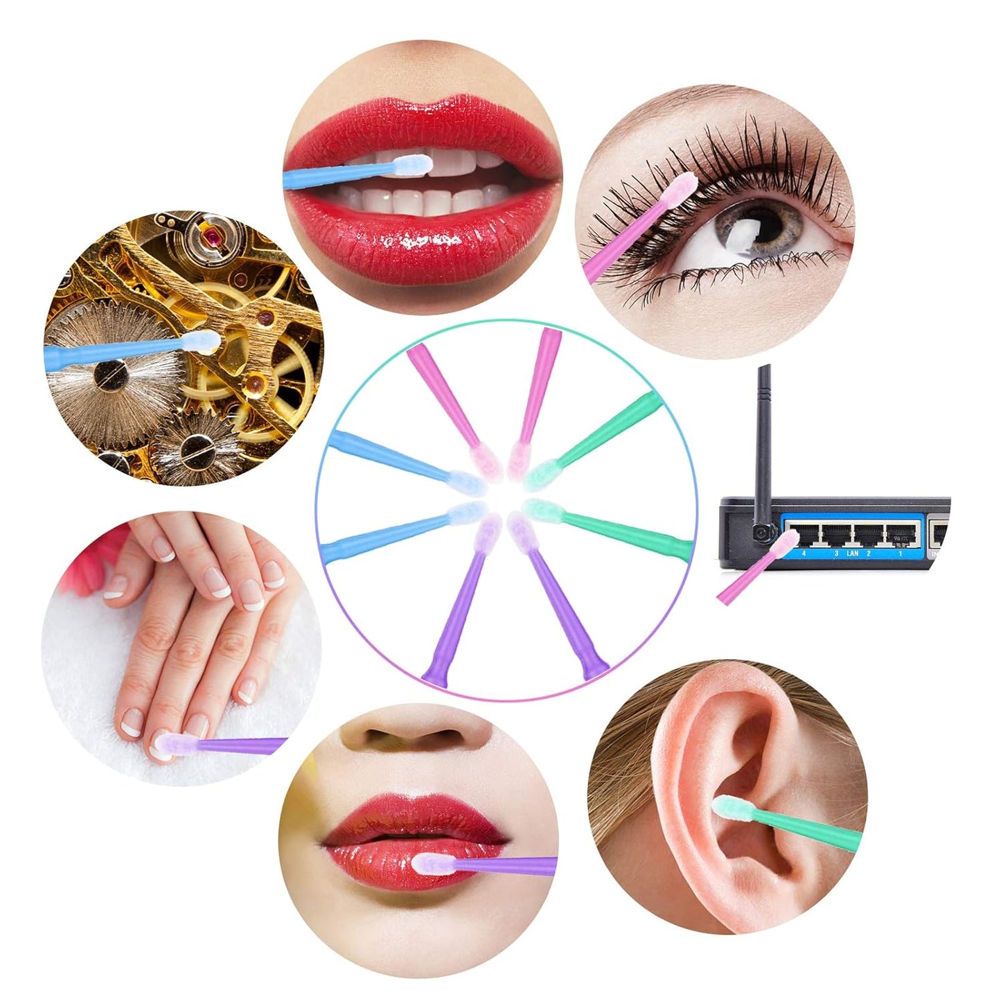 500 PCS Disposable Micro Applicator Brush, Gelme Nutri Micro swabs,Head Bendable Ultrafine Eyelash Extension Brushes for Makeup and Personal Care ?Deep purple 1.5mm?