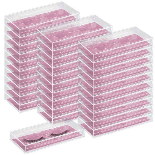 Rocutus Empty Lash Boxes for False Eyelashes - 30 Pack Lash Cases, Customizable Eyelash Packaging, Bulk Lash Storage Containers, Lash Box Packaging, Premium Display & Protection (Pink)