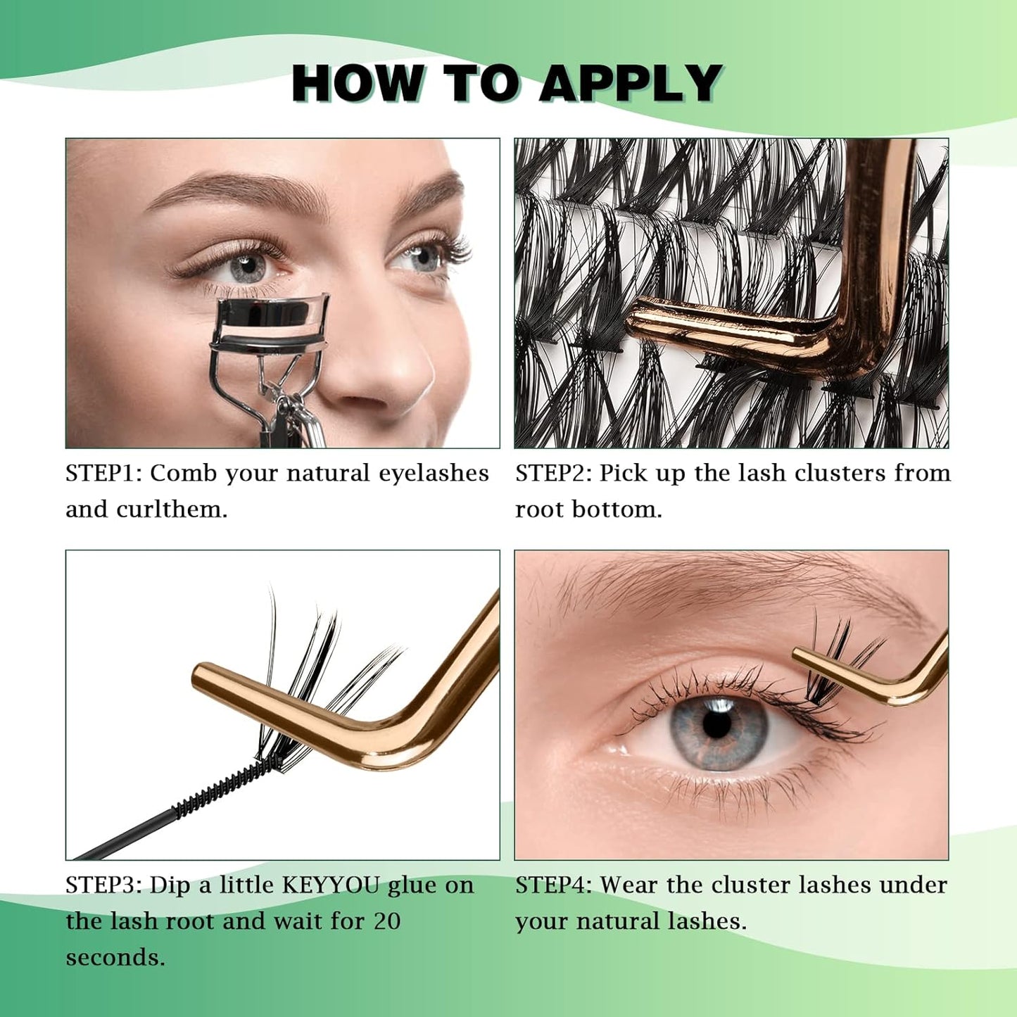 Lash Clusters 300pcs Individual Lashes 30D+40D+50D 0.07C Curl 10-18MIX DIY Eyelash Extension KEYYOU Large Tray Volume Soft&Natural Eyelash Clusters(30D+40D+50D-0.07C,10-18MIX）