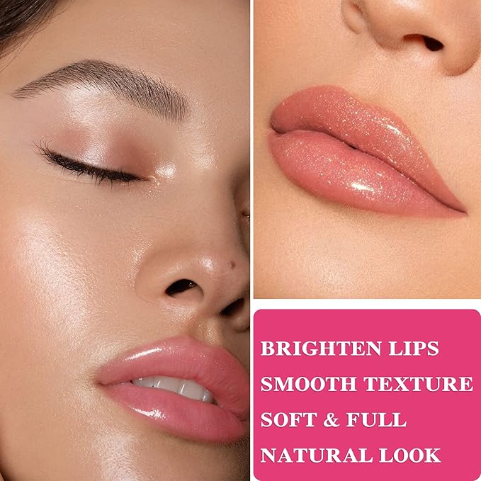 6 PCS Clear Glass Hydrating Lip Gloss Set,Essence Lip Stick Jelly Toothed Lip,Plumping Lip Oil Long Lasting Moisture,Lip Treatment,Lip Balm Kit,Lip Stains For Women,Lip Makeup