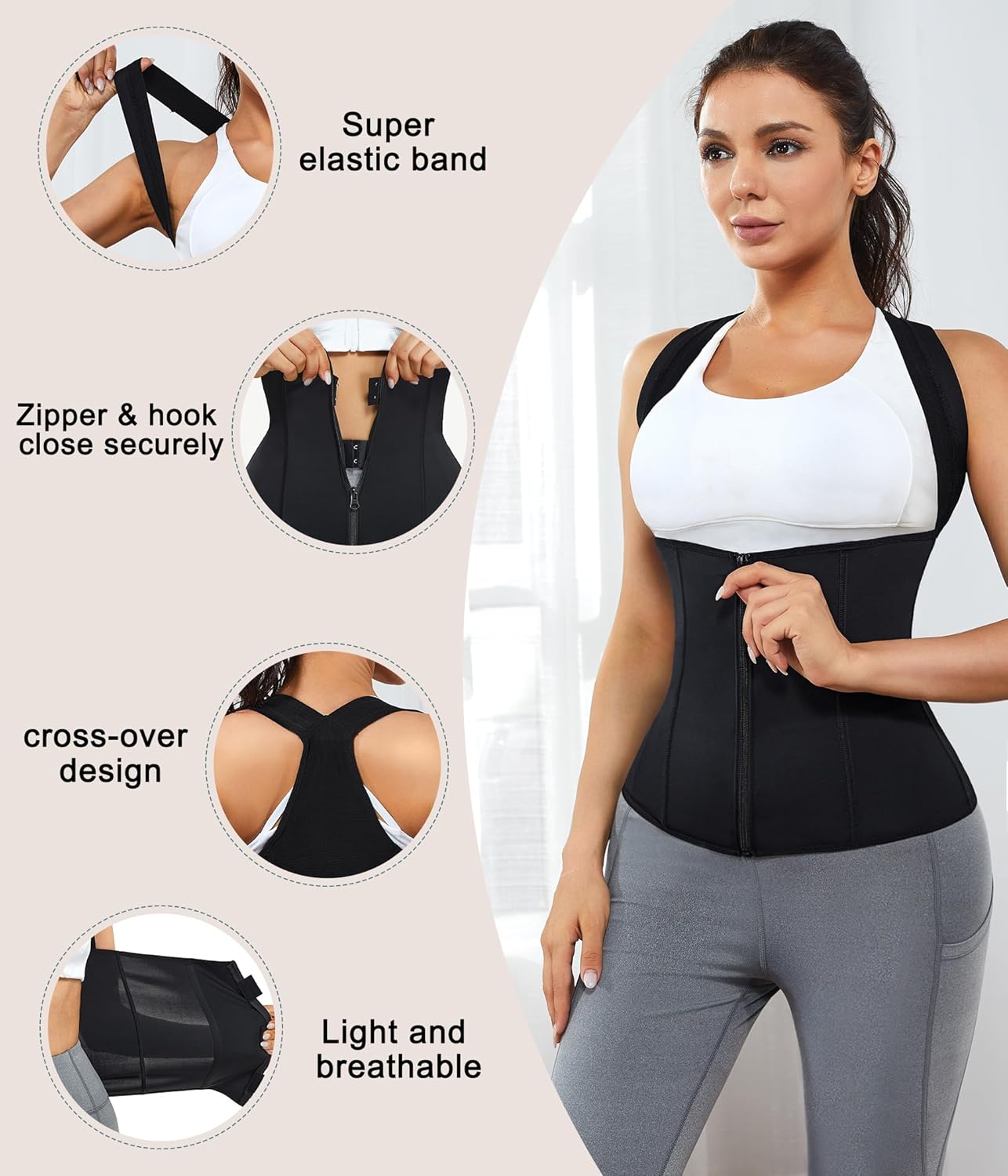 URSEXYLY Women Back Braces Posture Corrector Waist Trainer Vest Tummy Control Body Shaper for Spinal Neck Shoulder and Upper Back Support (2XL, Black)