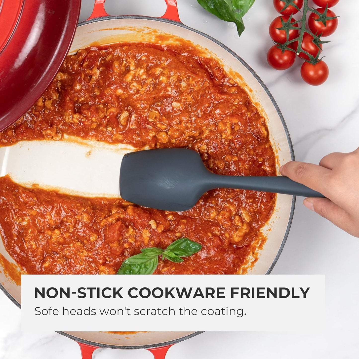 Elihome Classic Silicone Spoonula - Non-Stick Heat Resistant Silicone Scraper Spatula for Mixing, Serving, Scraping, Stirring, and More - 11 Inch, Dark Grey