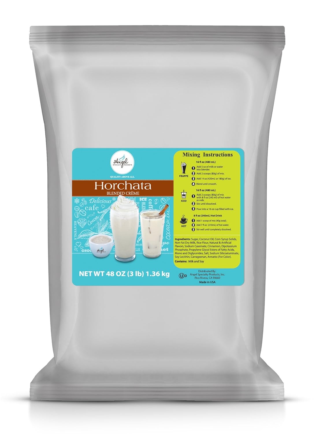 Horchata Blended Crème Mix by Angel Specialty Products [3 LB]
