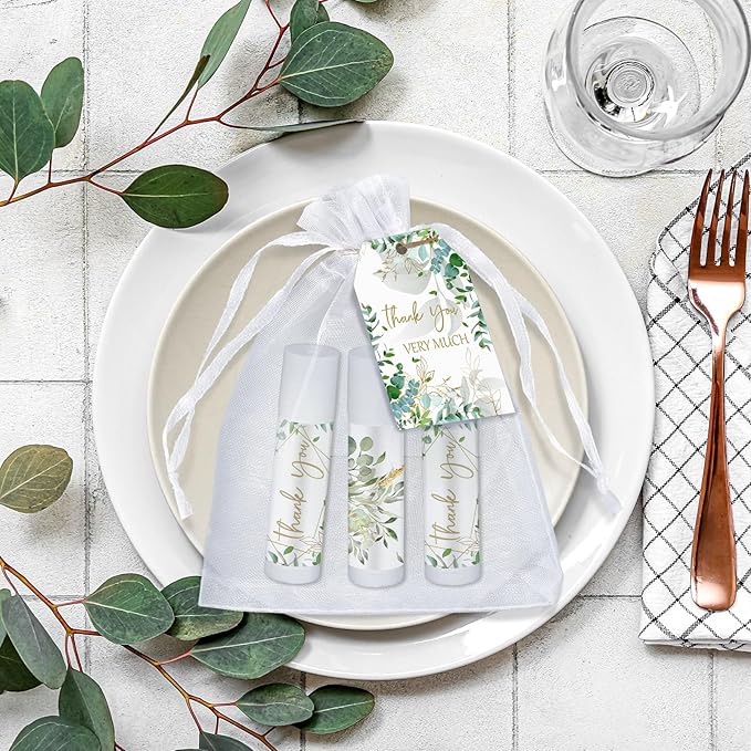 50 Set Employee Appreciation Gifts Bulk Baby Shower Favors Lip Balms Bulk Thank You Gifts Wedding Bridal Shower Bachelorette Gifts Prizes for Guests Women Teacher Coworker Nurse(Eucalyptus)