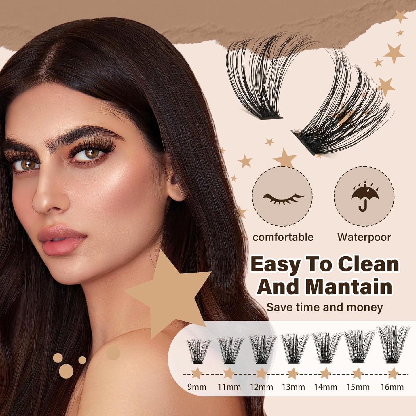 DIY Lash Extension Kit 60D+80D JMS&JMS Lash Clusters Kit D Curl 9-16MIX Individual Lashes Kit Waterproof Eyelash Extension Kit with Lash Bond and Seal Lash Applicator Tool Fluffy Cluster Lashes Kit