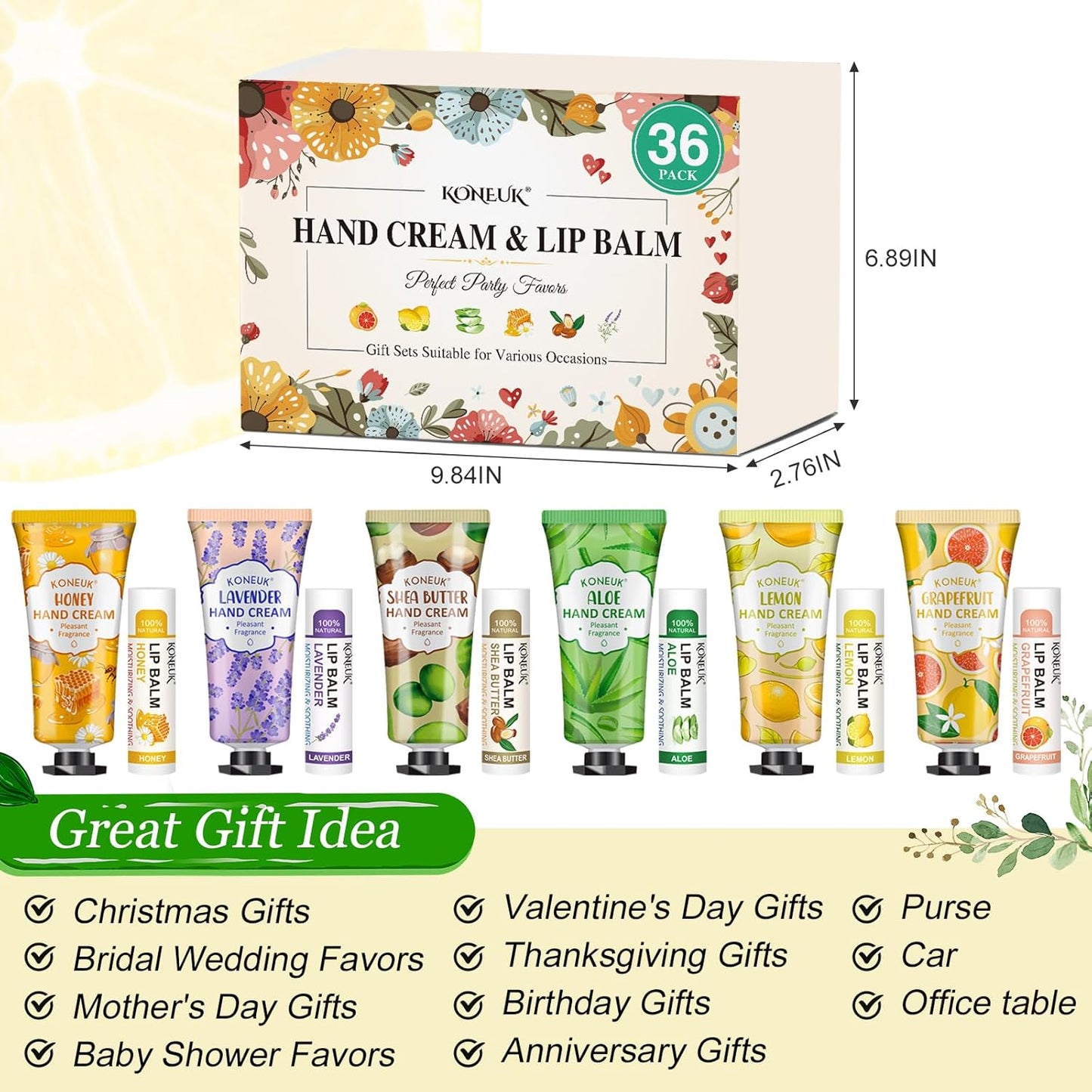 36 Pack Hand Cream Bulk and Lip Balm Bulk Sets, Bridesmaid Gifts, Thank You Gifts and Bridal Shower Gifts for Guests with Thank You Card Organza Bags, Birthday Gifts, Bulk Gifts, Small Gifts for Women
