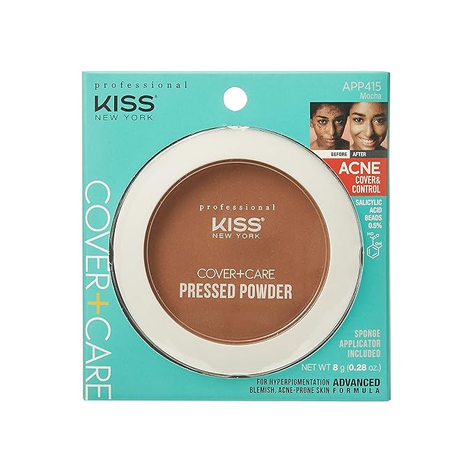 KISS Cover and Care Acne Control Pressed Powder Shine Free Face Light Weight Makeup Setting Powder - APP415 (Mocha)
