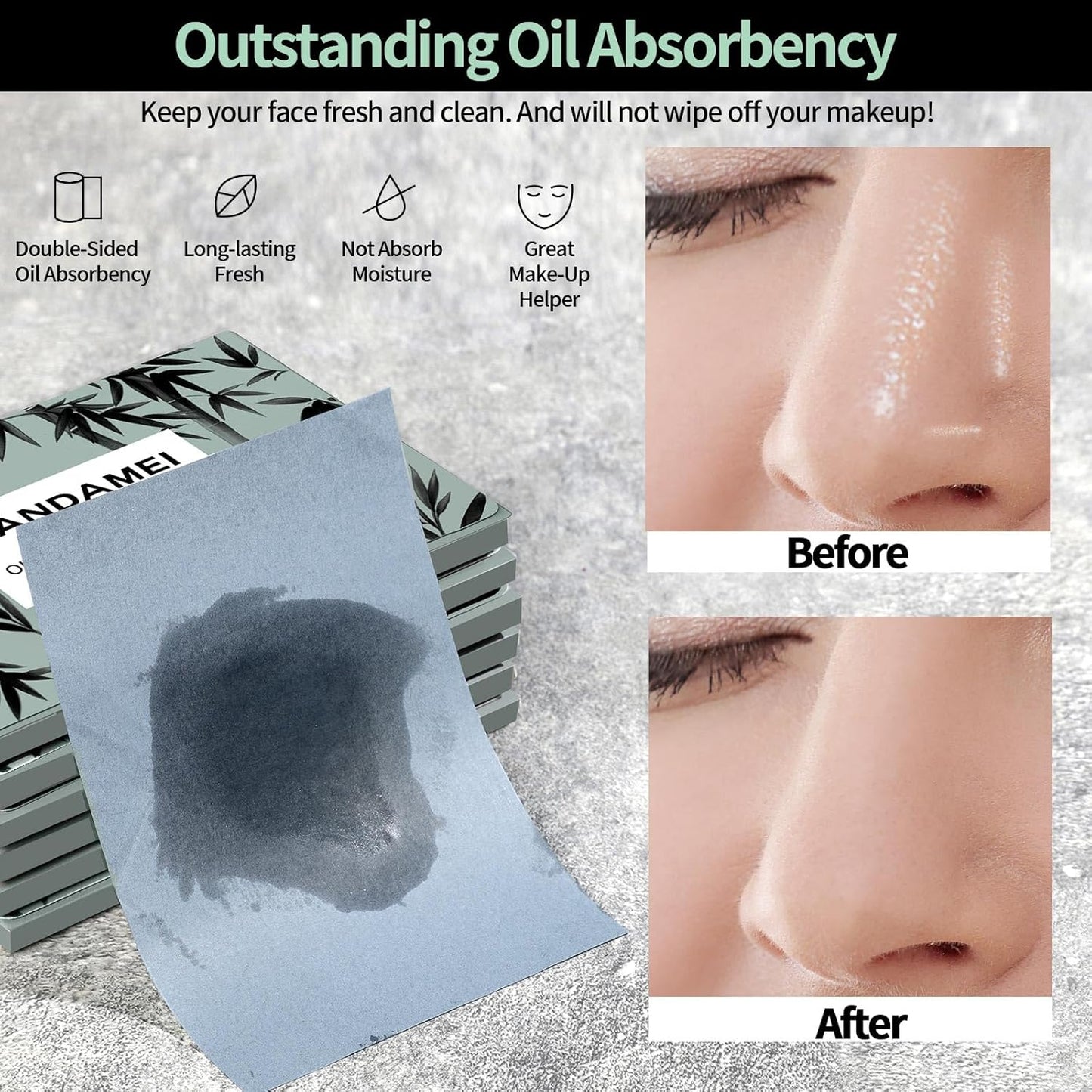 FANDAMEI 1800 Counts Oil Blotting Sheets For Face, Oil Blotting Papers For Face, Blotting Paper for Oily Skin, Oil Absorbing Sheets For Face, Oil Control Film, Oil Absorbing Tissues